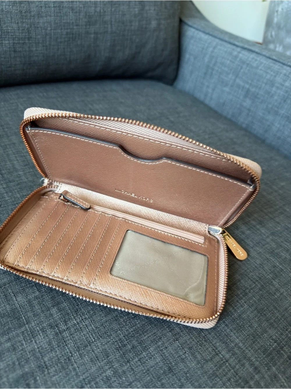 Michael Kors Rose Gold Glitter Zip Wallet